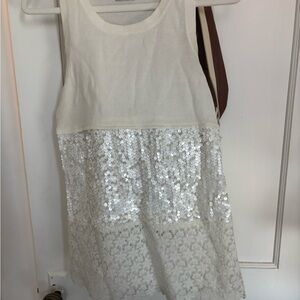 White Sequin Sleeveless Tanktop